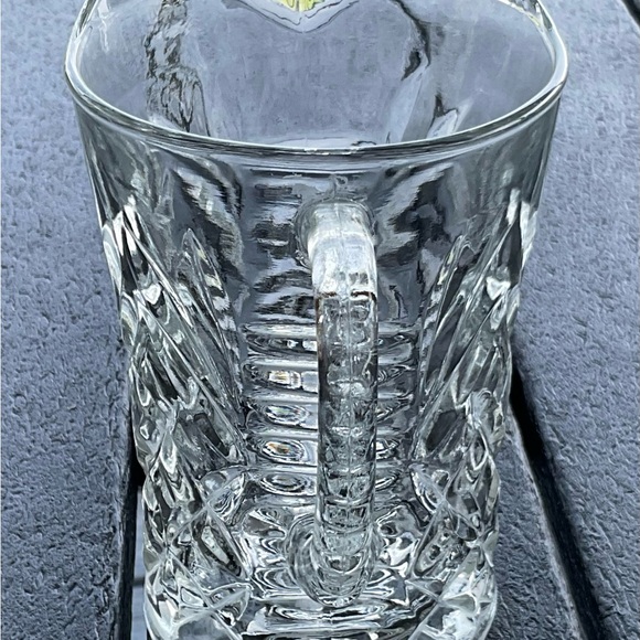 VGT. Pressed Glass Creamer Pitcher, Pineapple Fan Diamond Pattern Retro - Picture 3 of 8